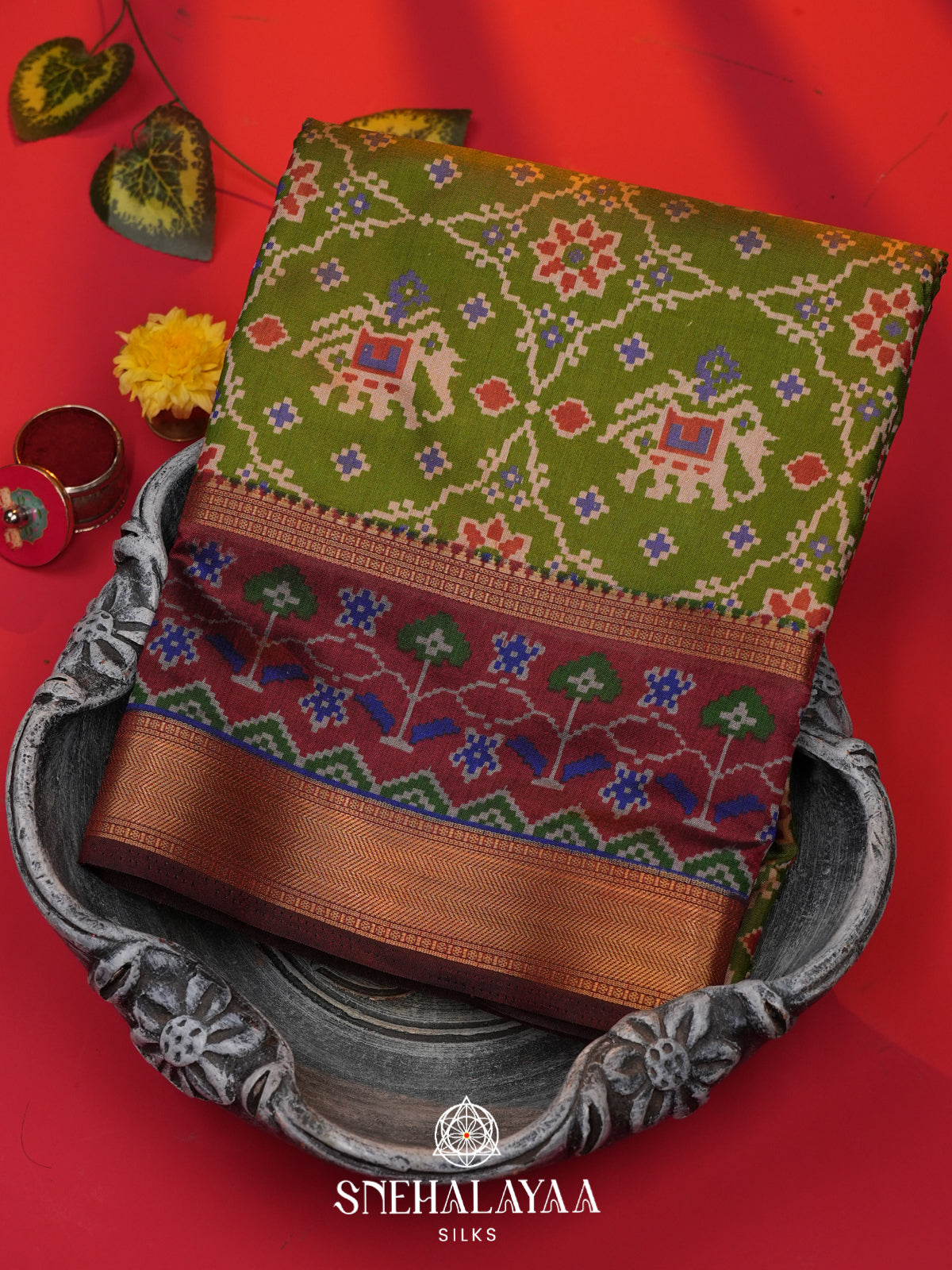 Green Ikkat Saree