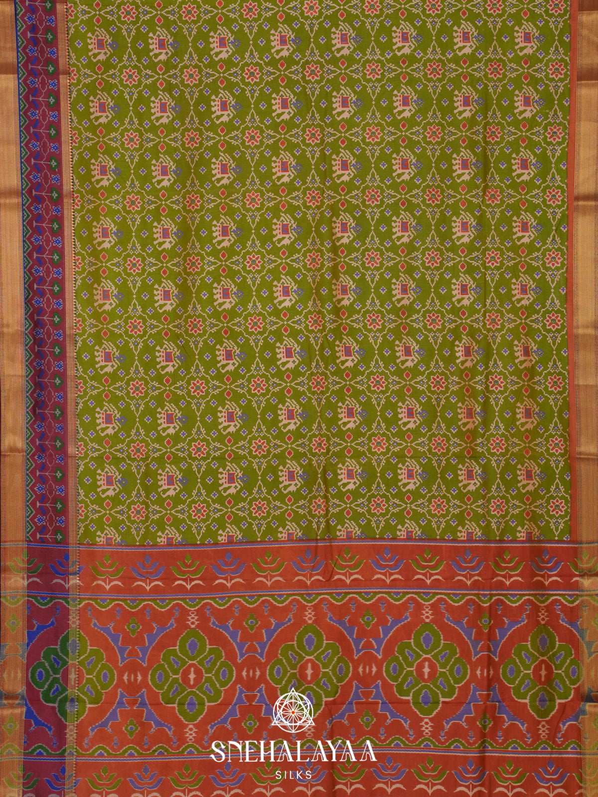 Green Ikkat Saree