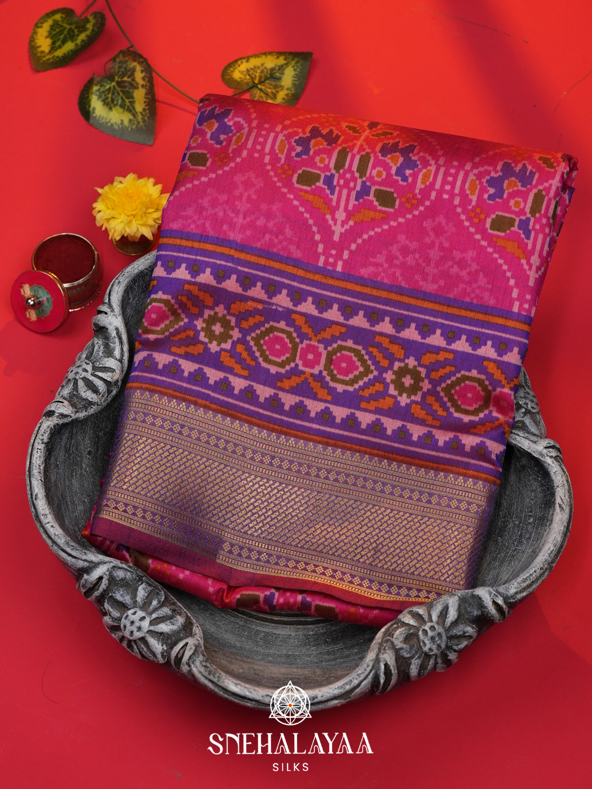 Pink Ikkat Saree