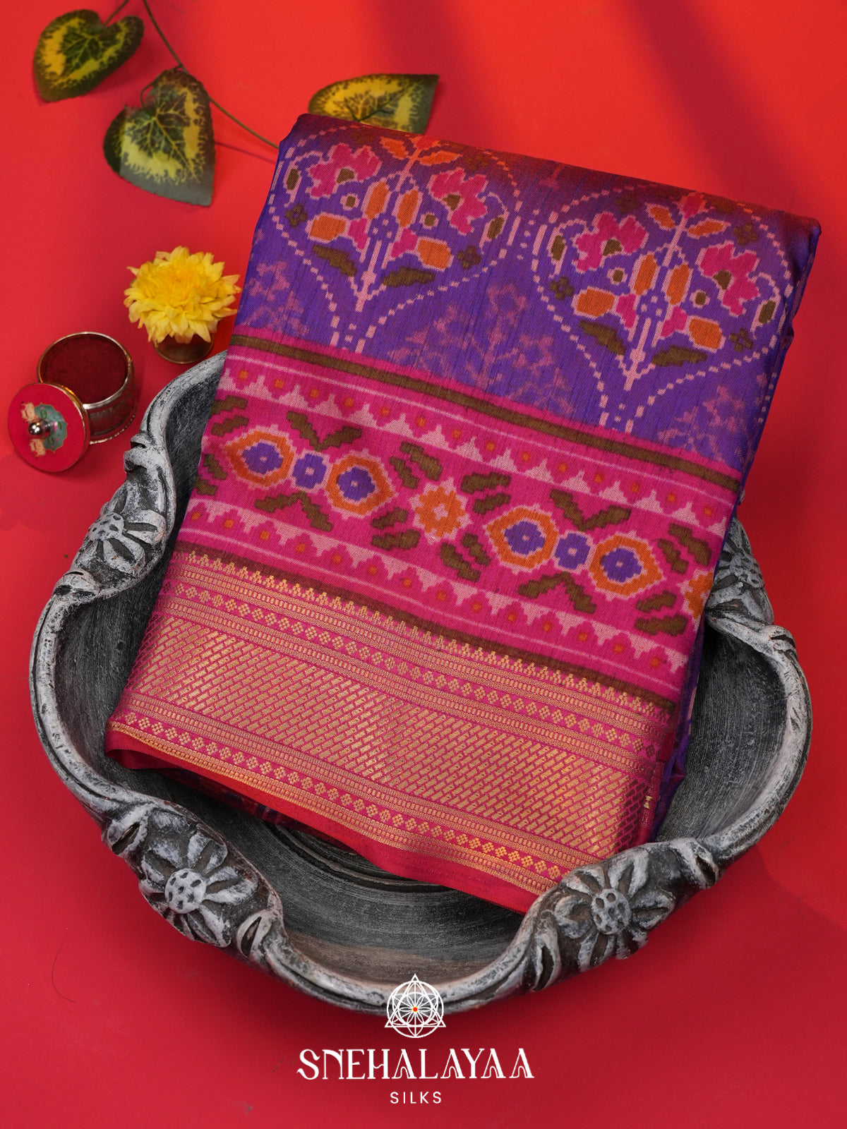 Purple Ikkat Saree