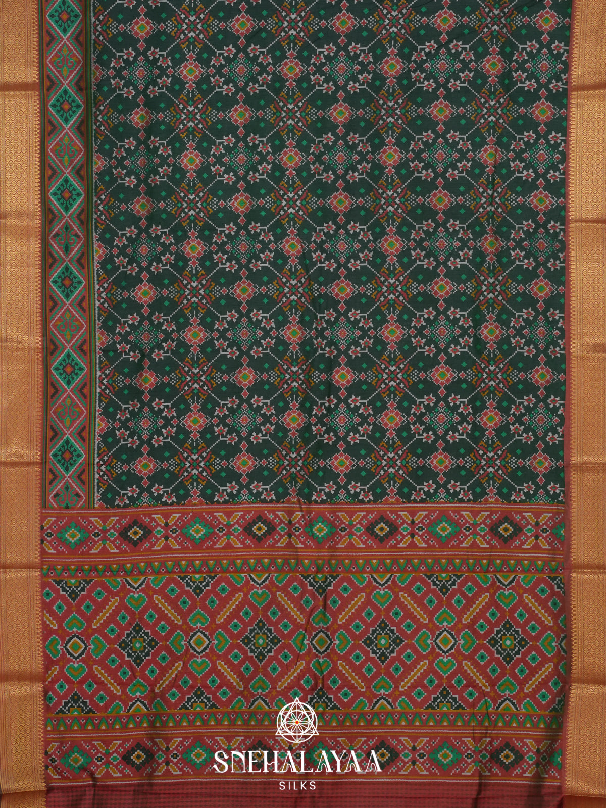Forest Green Ikkat Saree