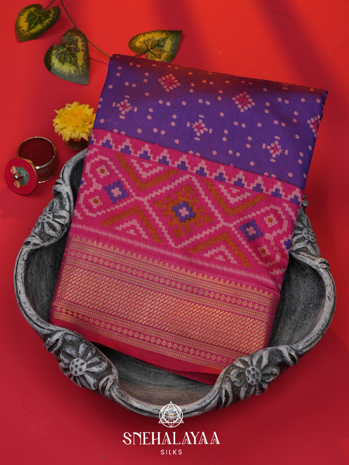 Purple Ikkat Saree