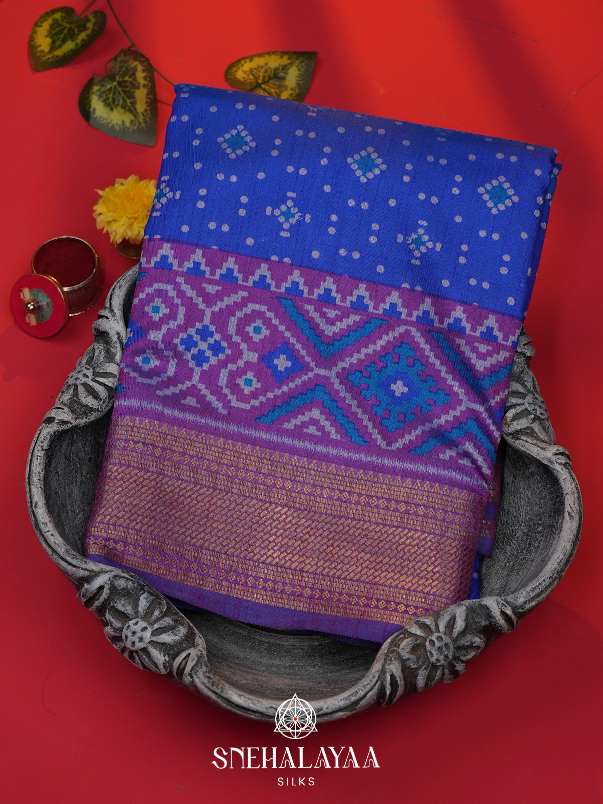 Royal Blue Ikkat Saree