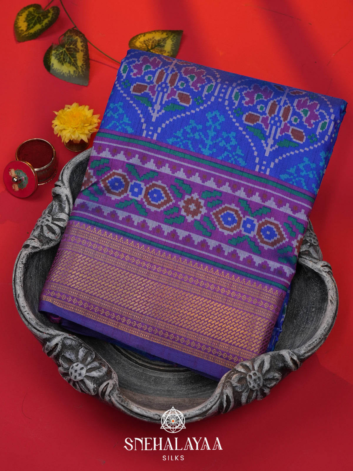 Royal Blue Ikkat Saree