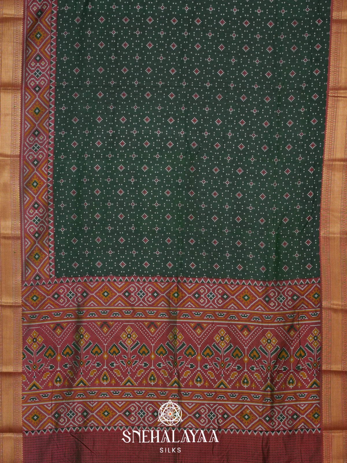 Forest Green Ikkat Saree