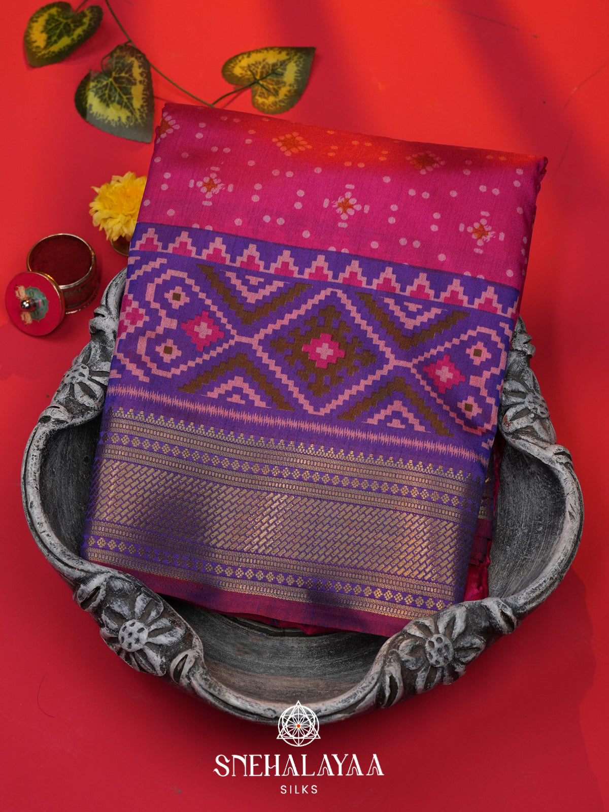 Pink Ikkat Saree