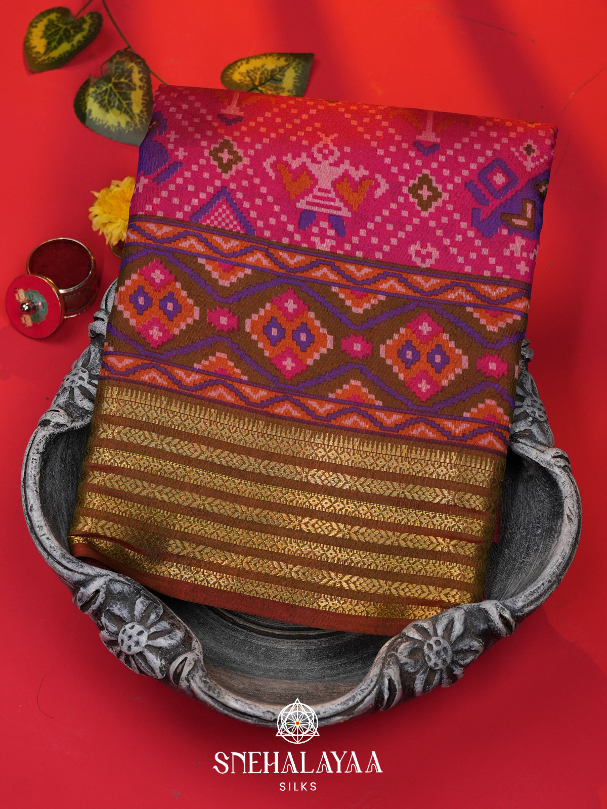 Pink Ikkat Saree