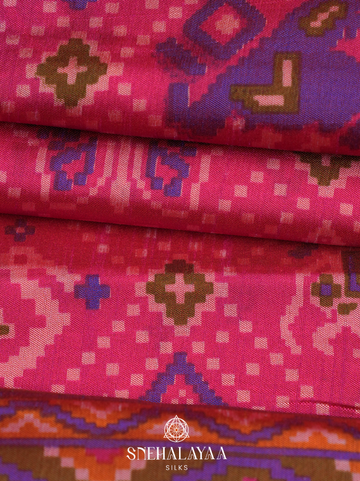 Pink Ikkat Saree