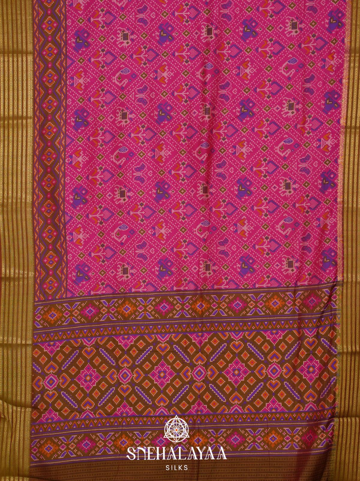Pink Ikkat Saree