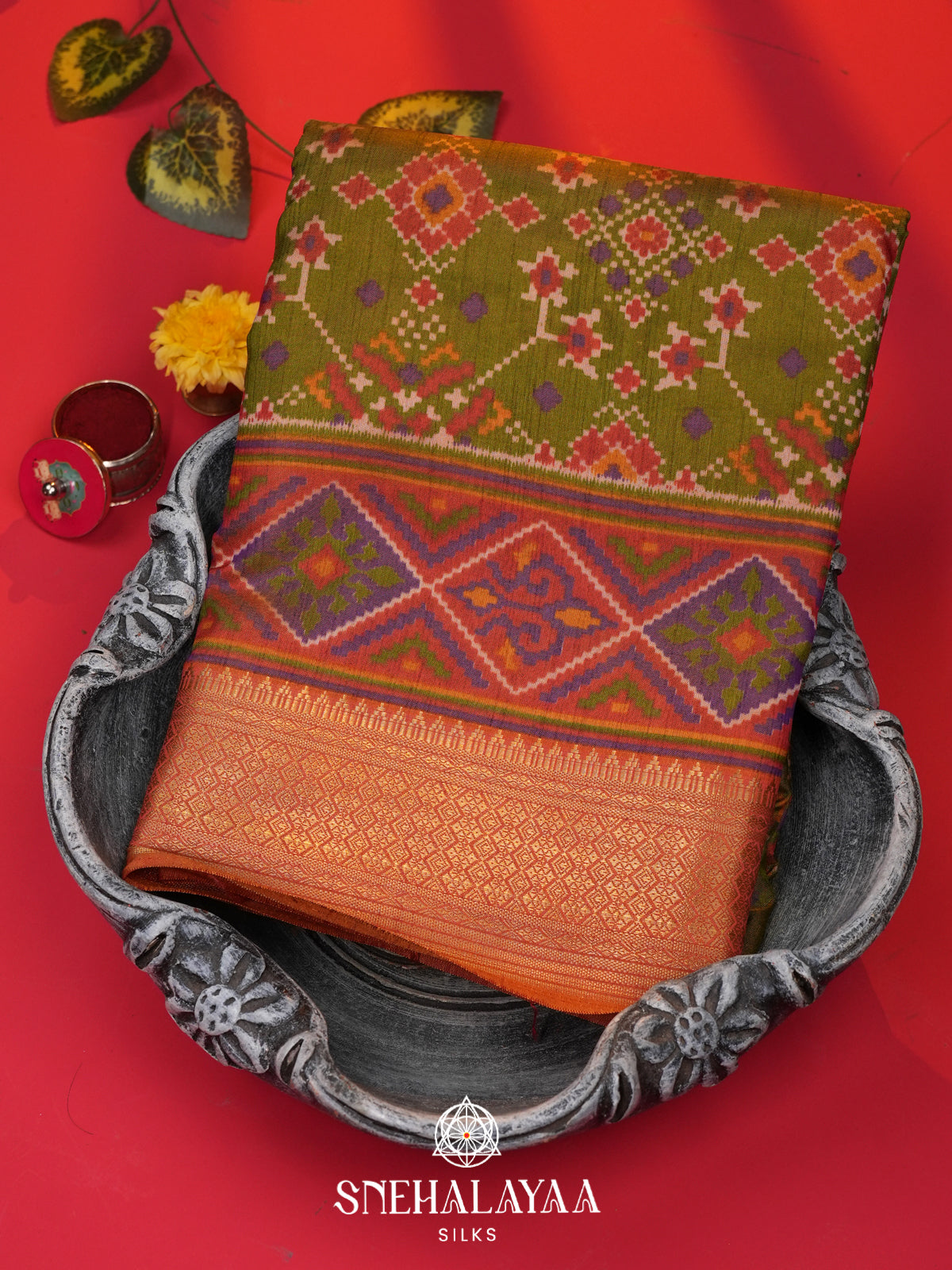 Green Ikkat Saree