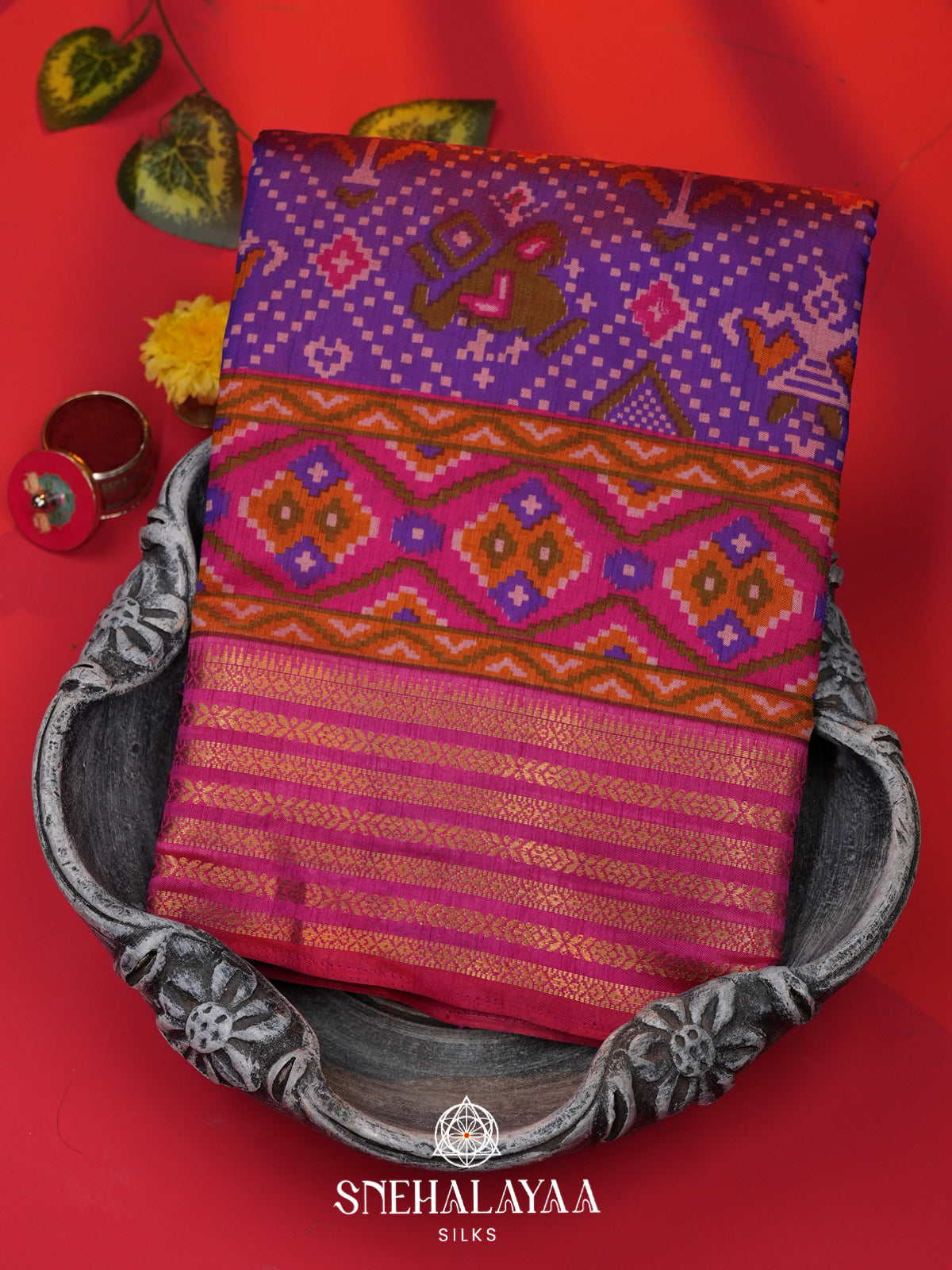 Violet Ikkat Saree