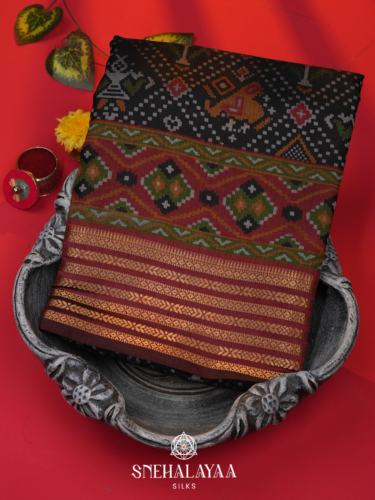 Forest Green Ikkat Saree