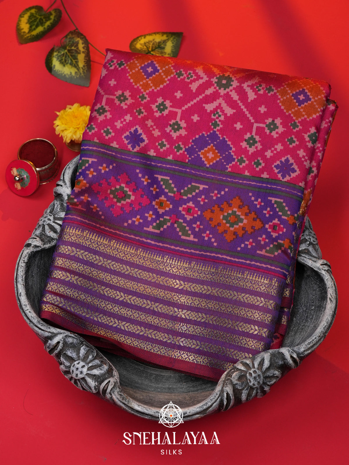 Pink Ikkat Saree