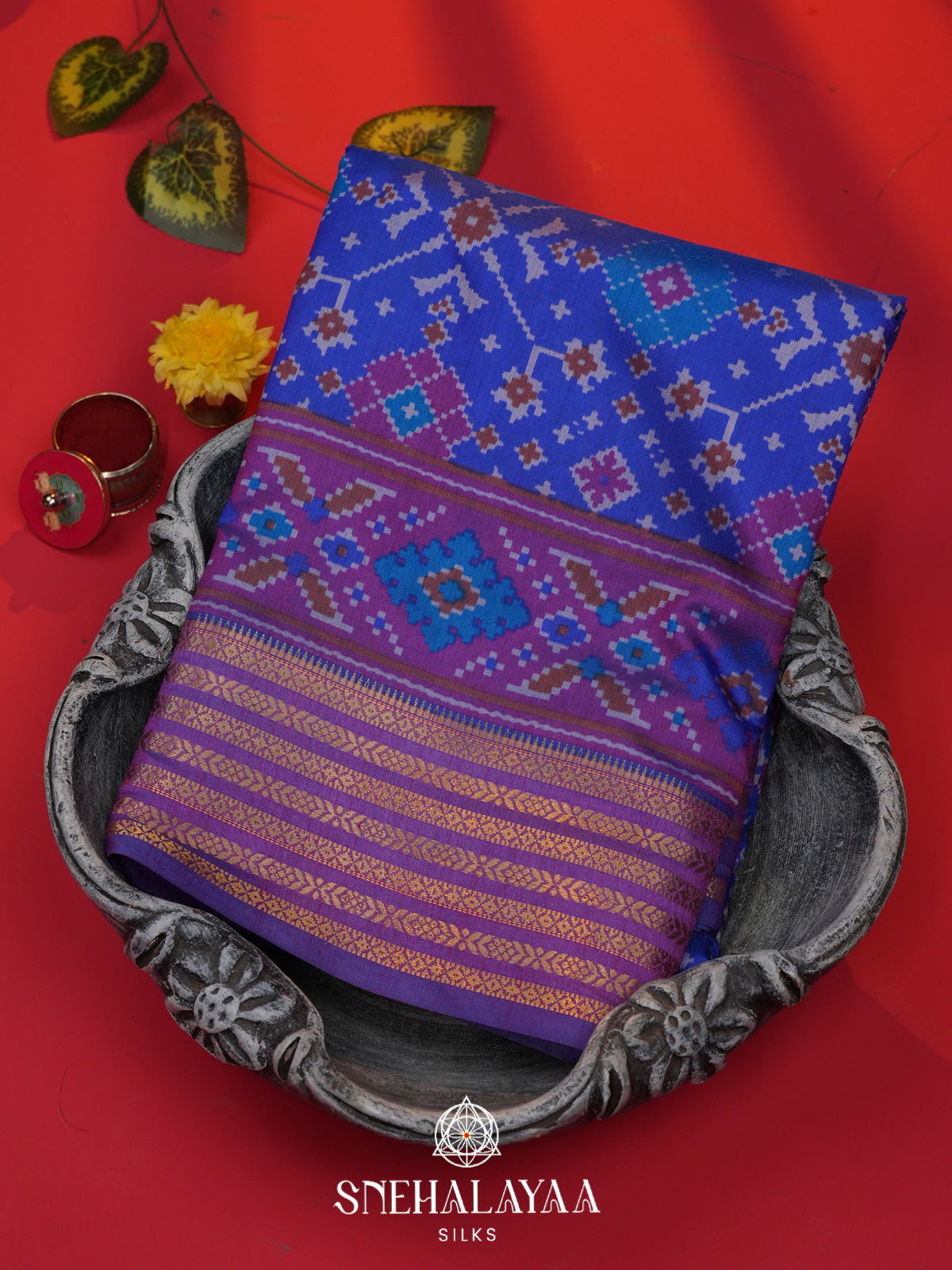 Royal Blue Ikkat Saree