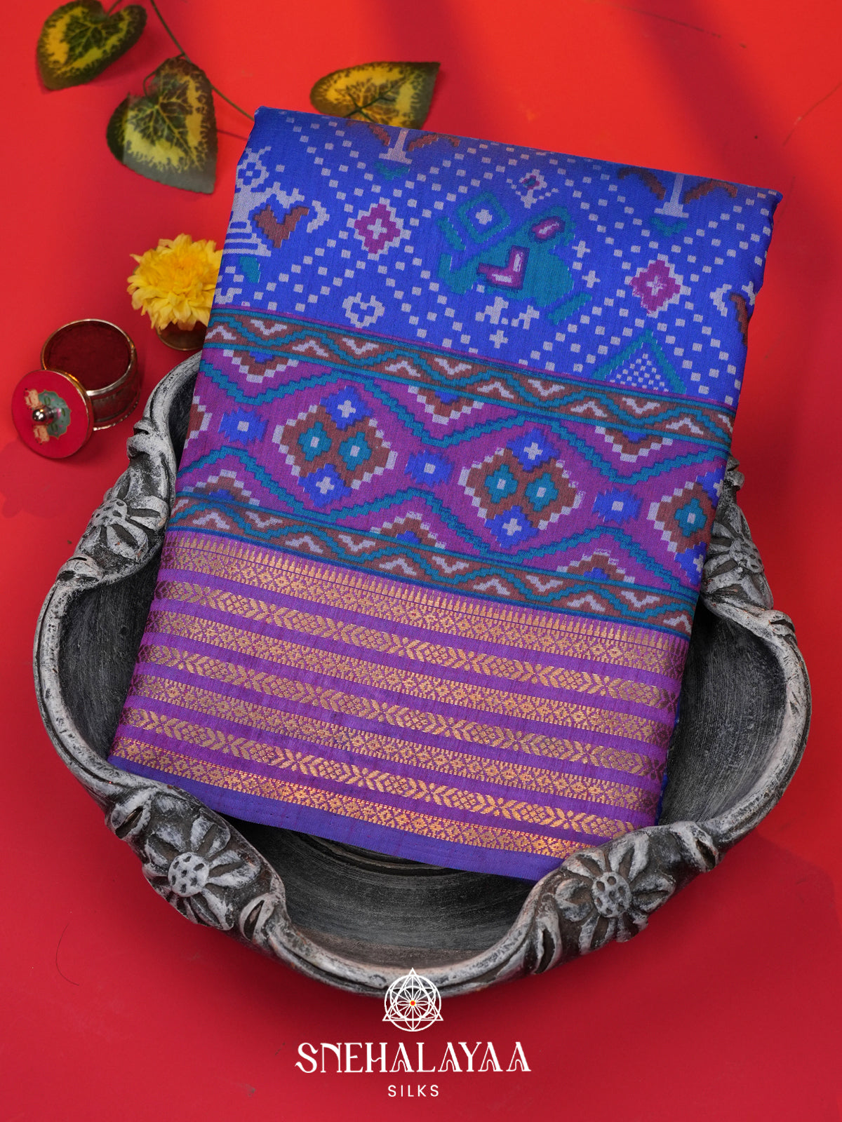 Royal Blue Ikkat Saree