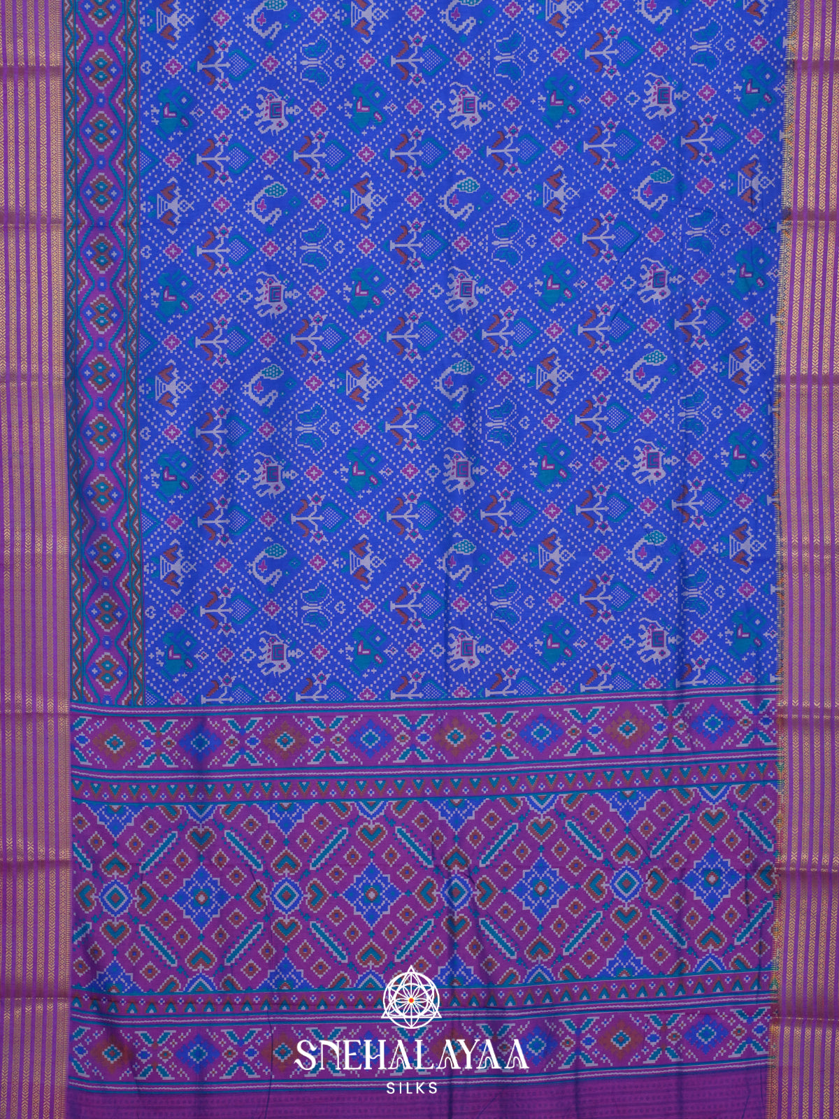 Royal Blue Ikkat Saree