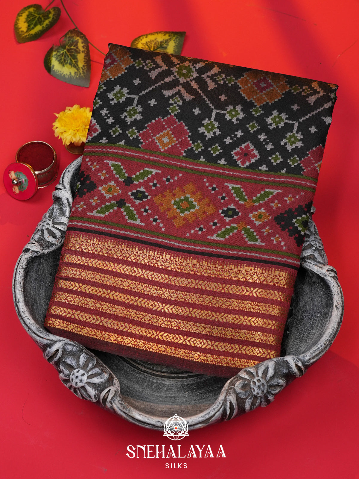 Forest Green Ikkat Saree