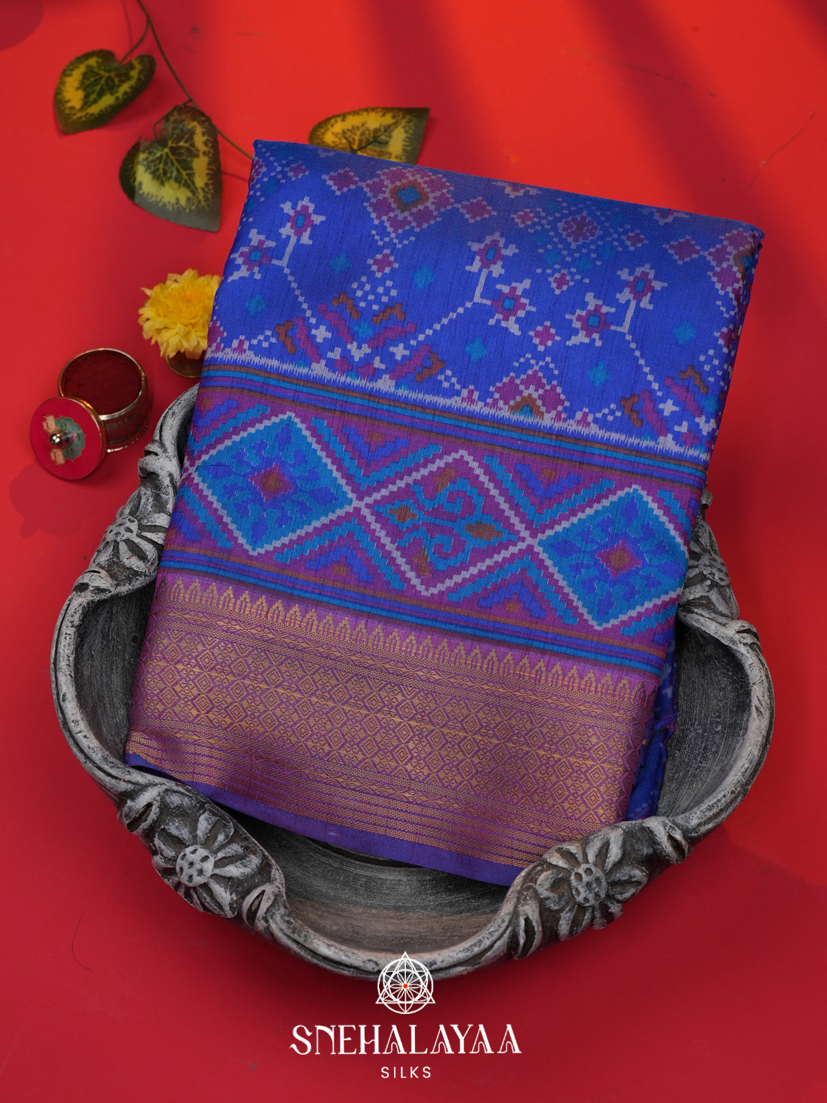 Royal Blue Ikkat Saree