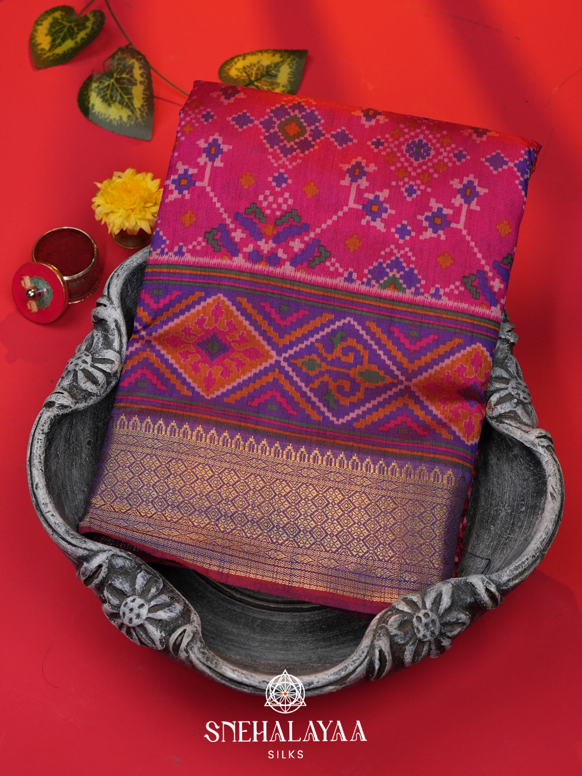 Pink Ikkat Saree