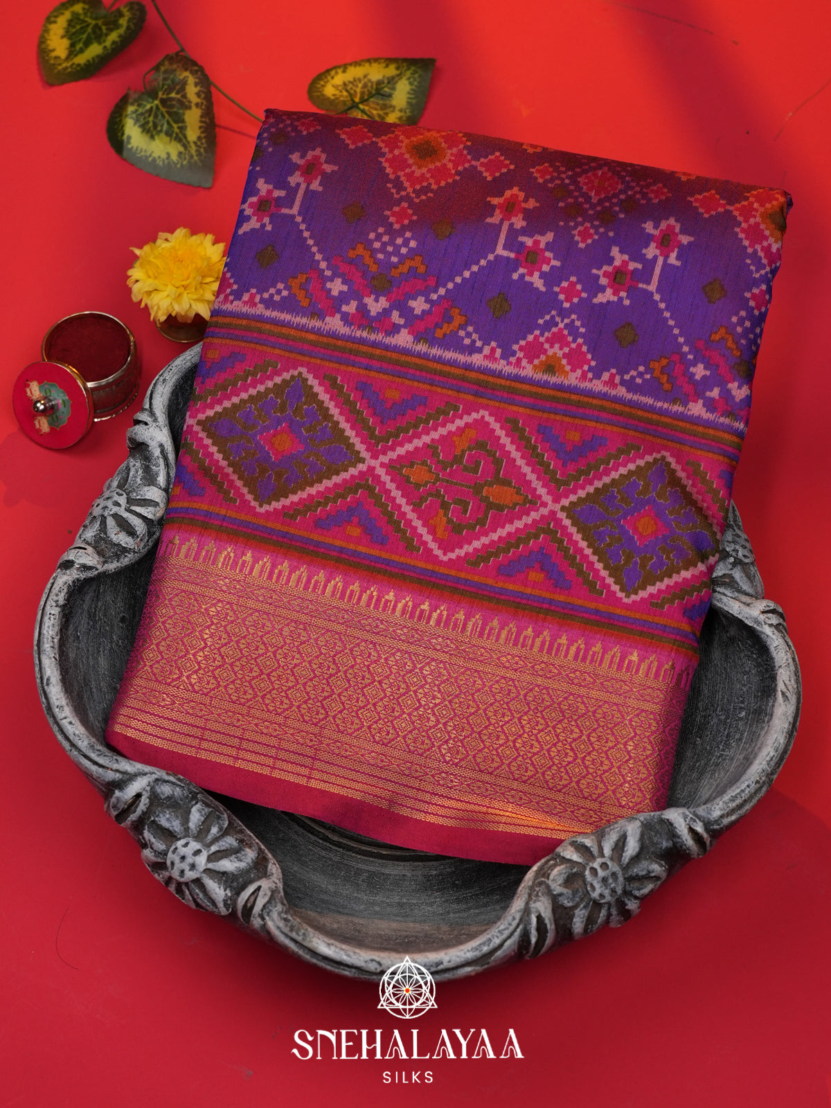 Purple Ikkat Saree