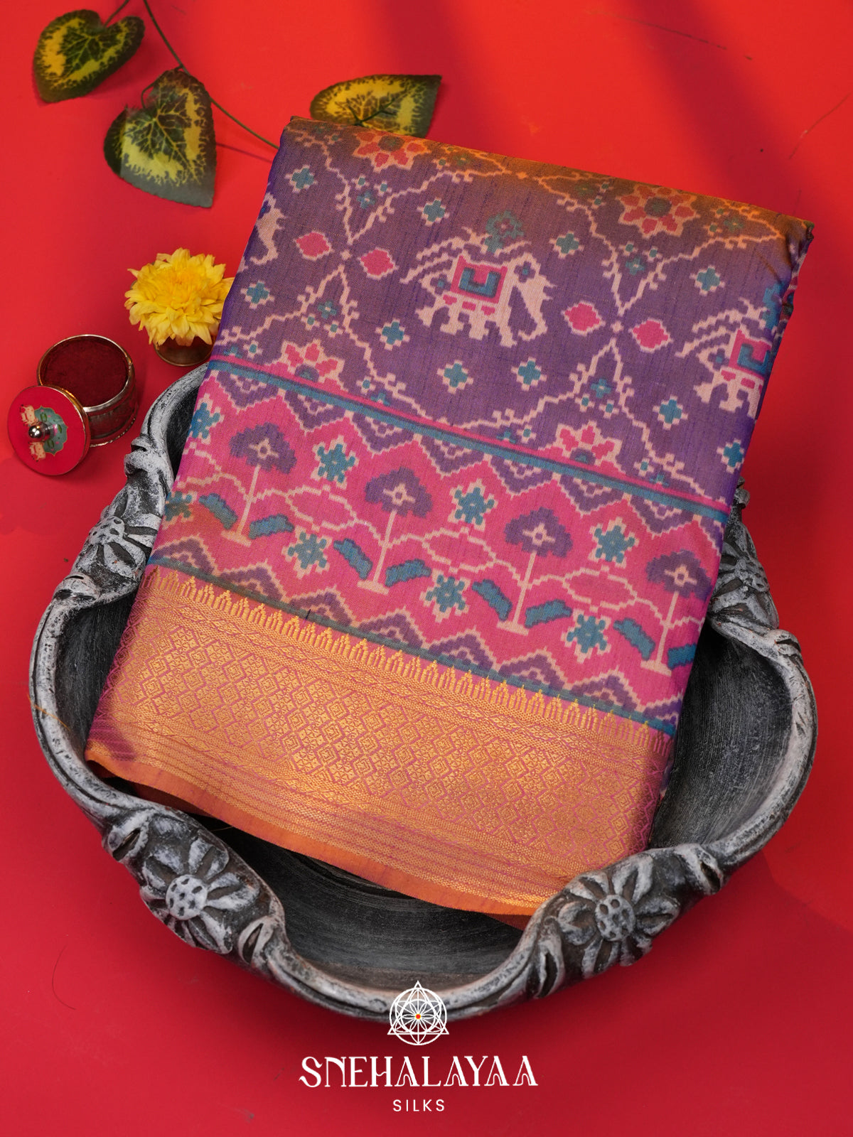 Plum Ikkat Saree