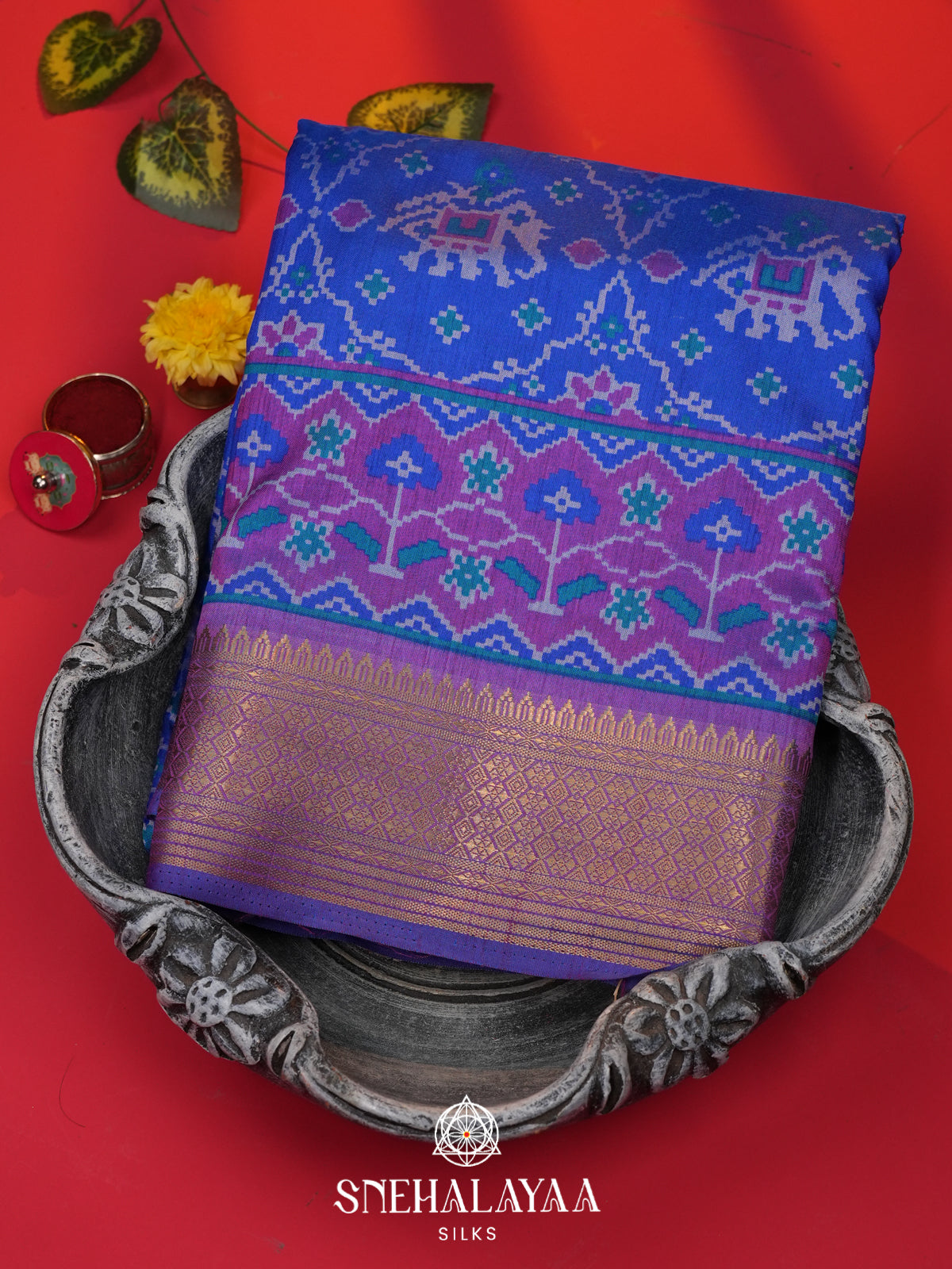 Royal Blue Ikkat Saree
