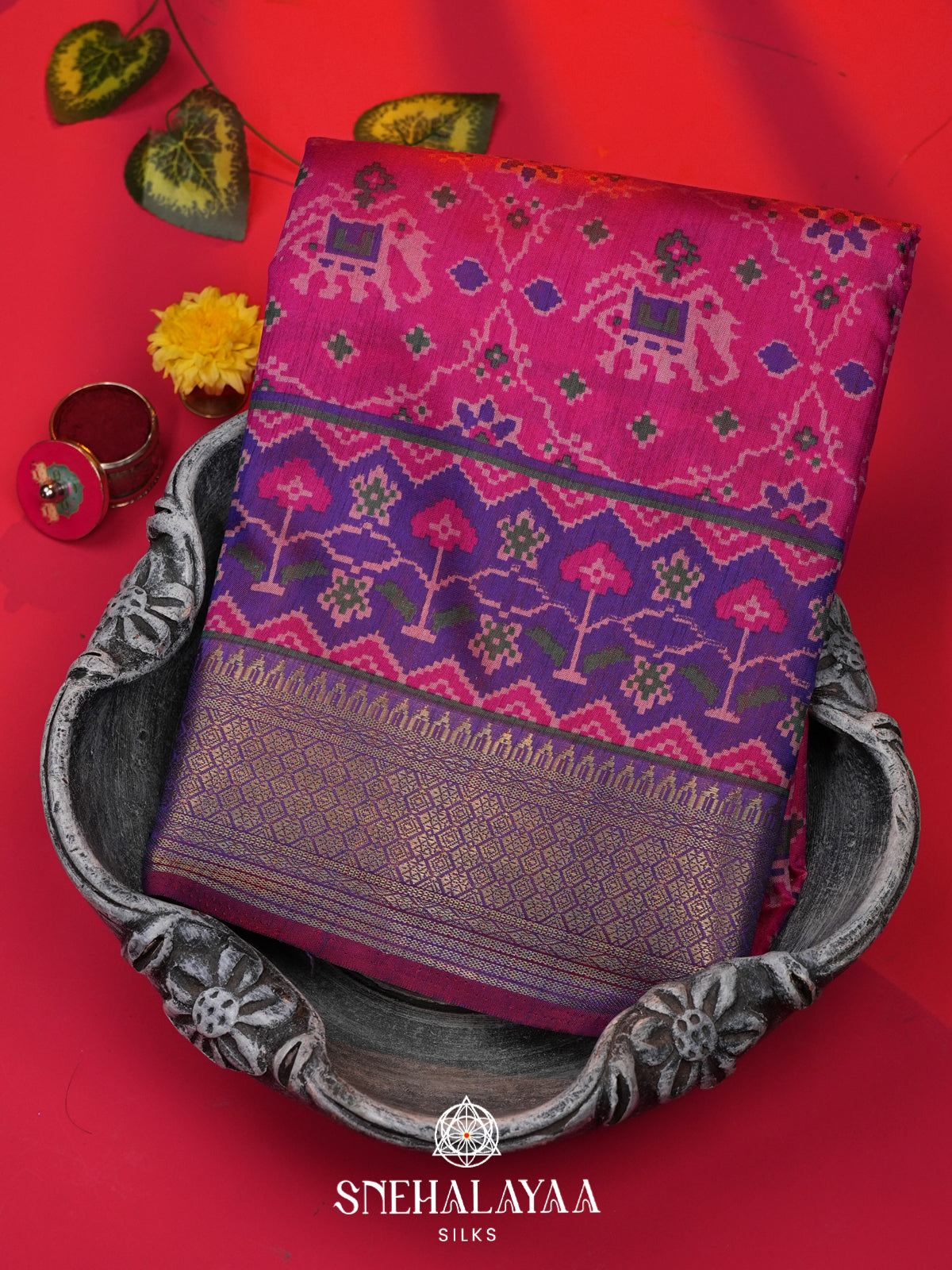 Pink Ikkat Saree