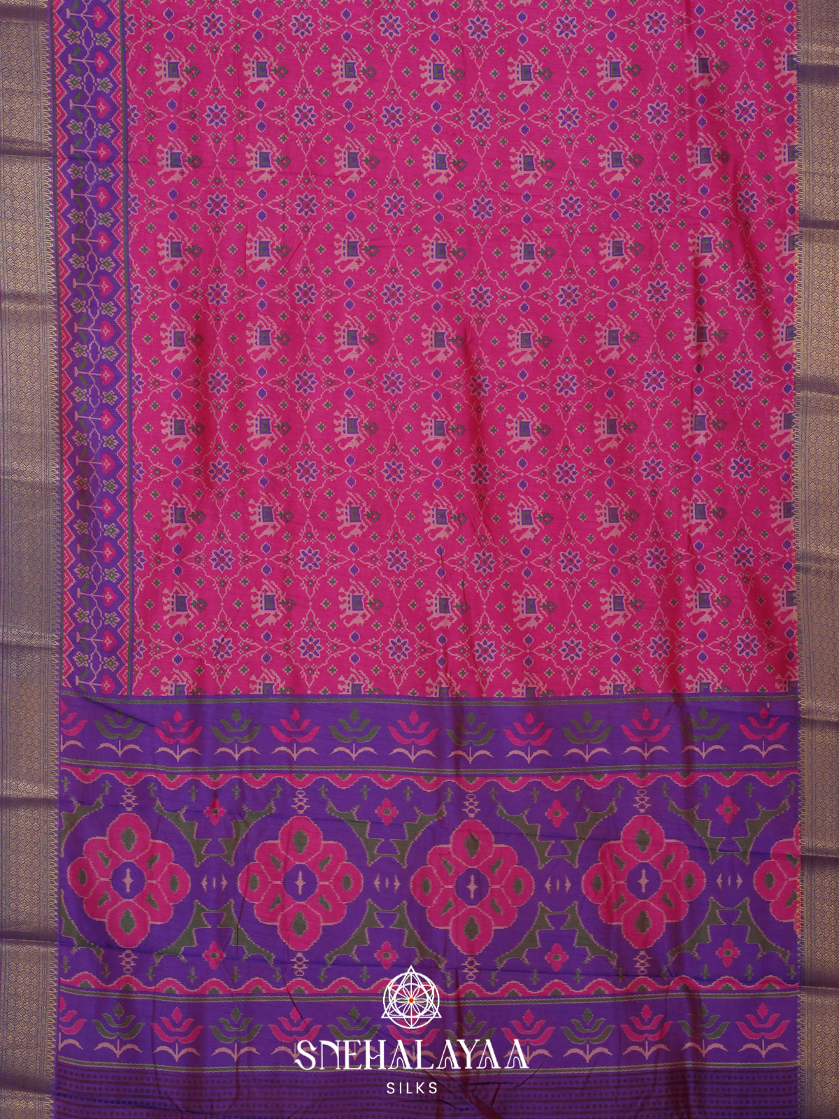 Pink Ikkat Saree