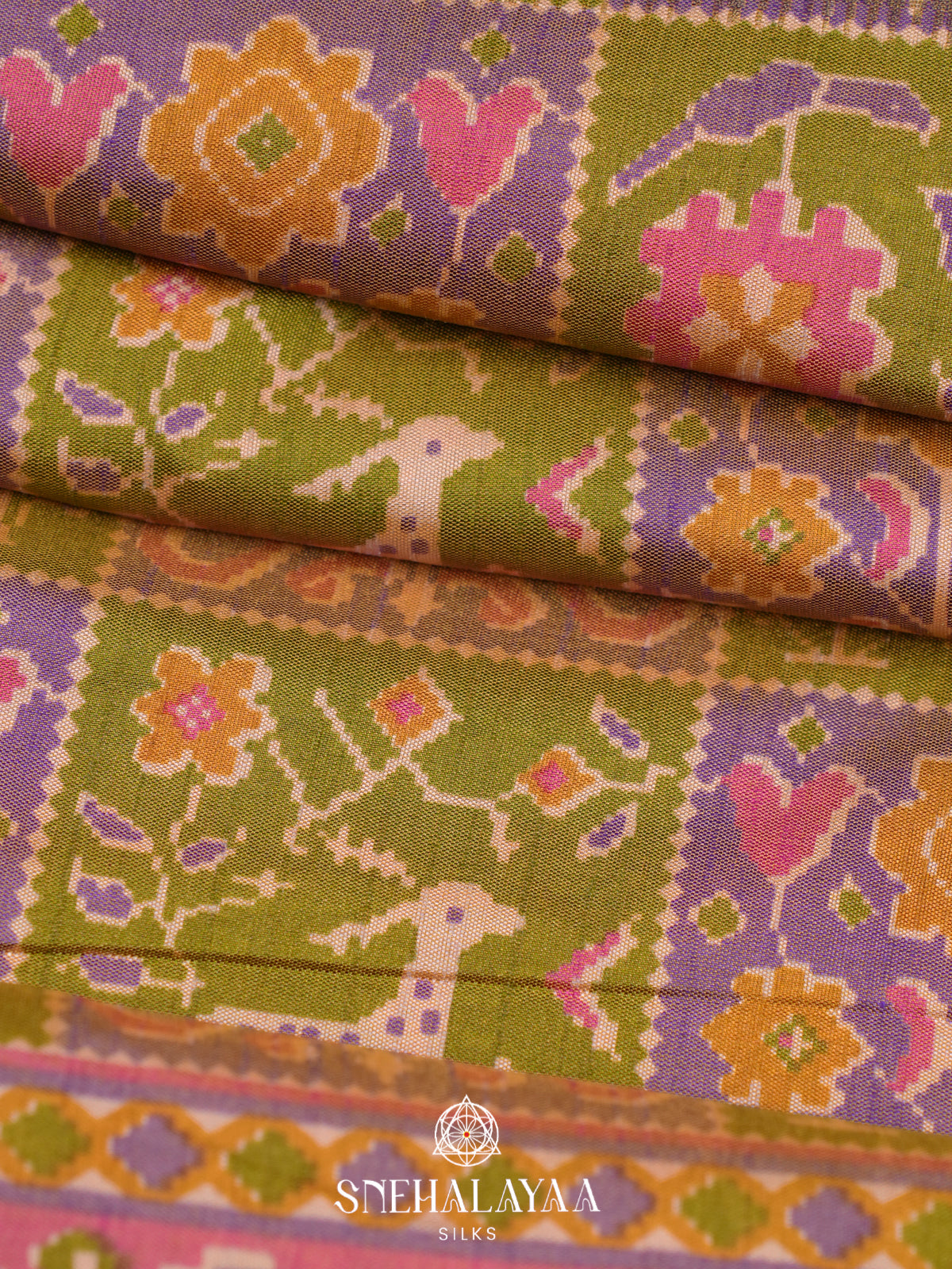 Moss Green Ikkat Saree