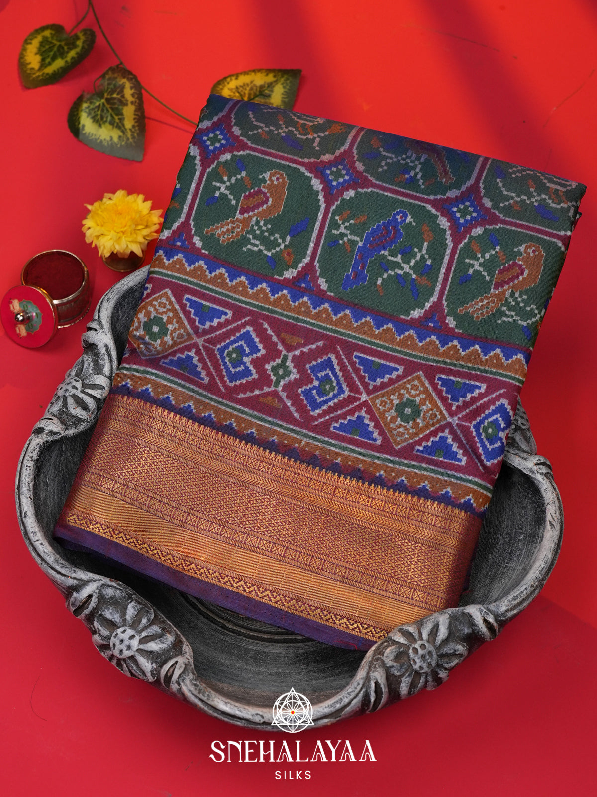 Forest Green Ikkat Saree