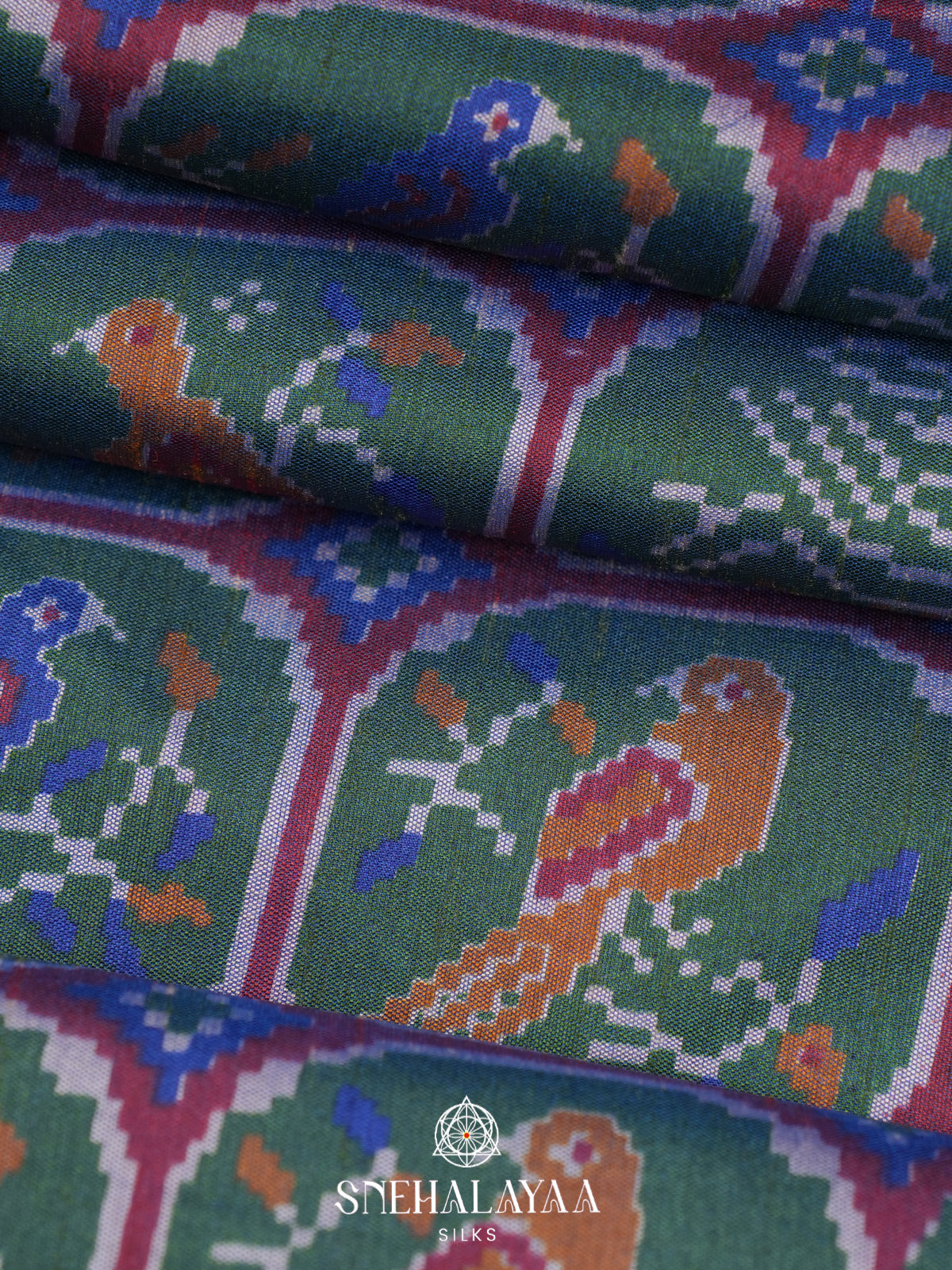 Forest Green Ikkat Saree