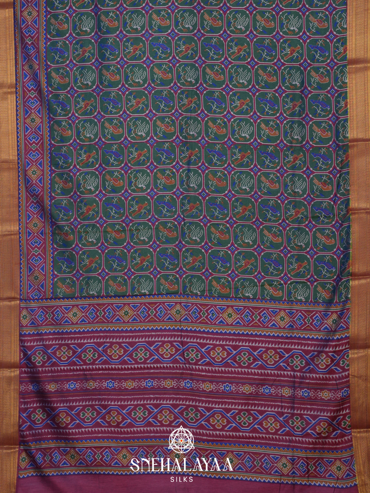 Forest Green Ikkat Saree