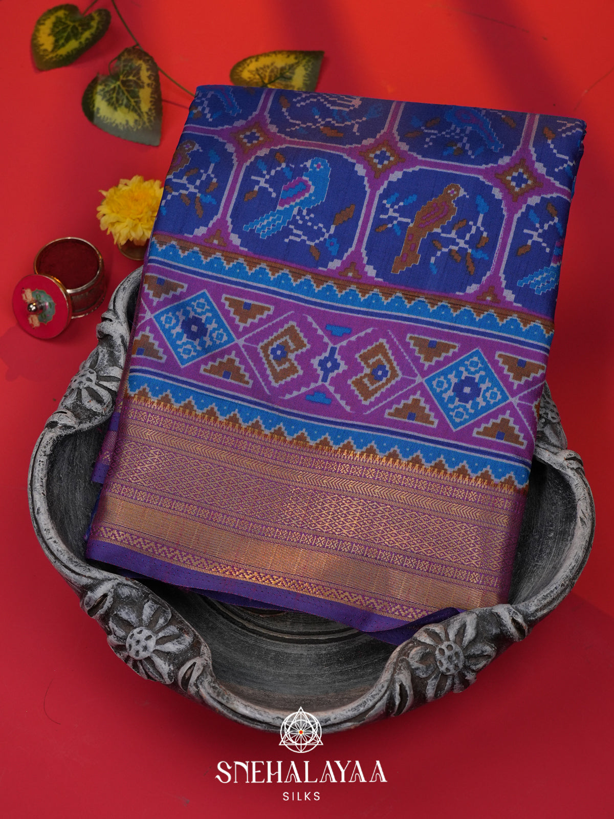 Navy Blue Ikkat Saree