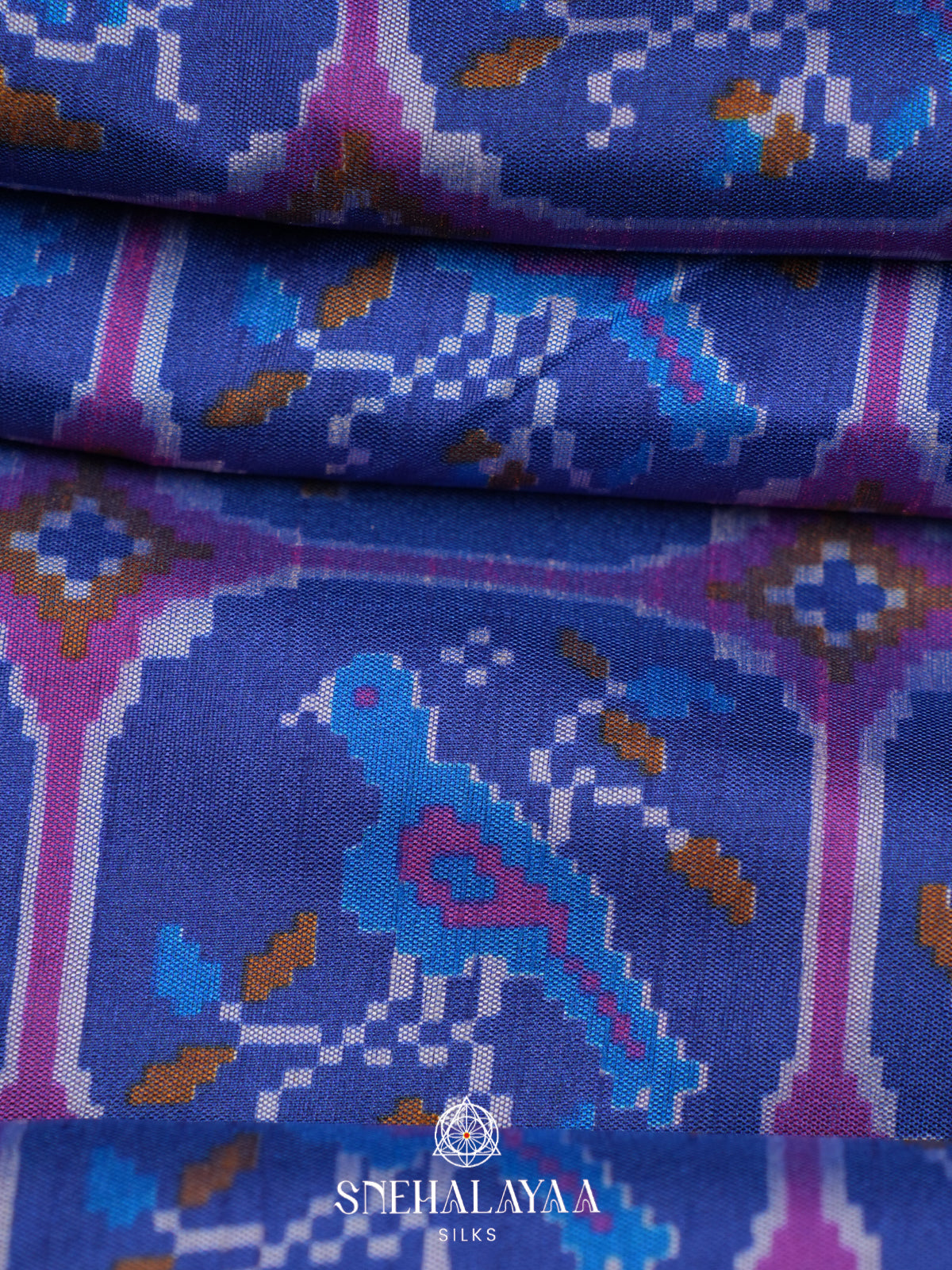 Navy Blue Ikkat Saree
