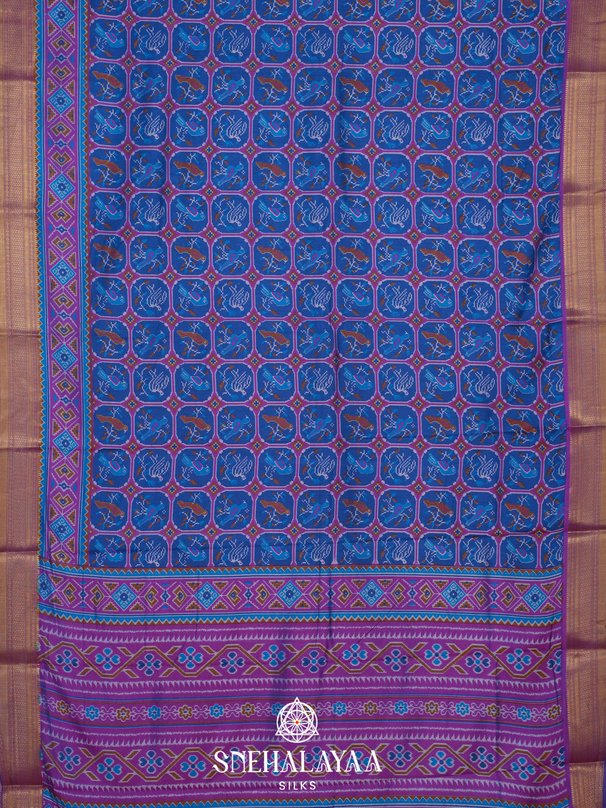 Navy Blue Ikkat Saree