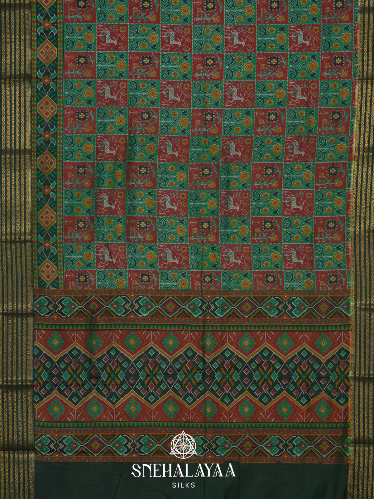 Forest Green Ikkat Saree