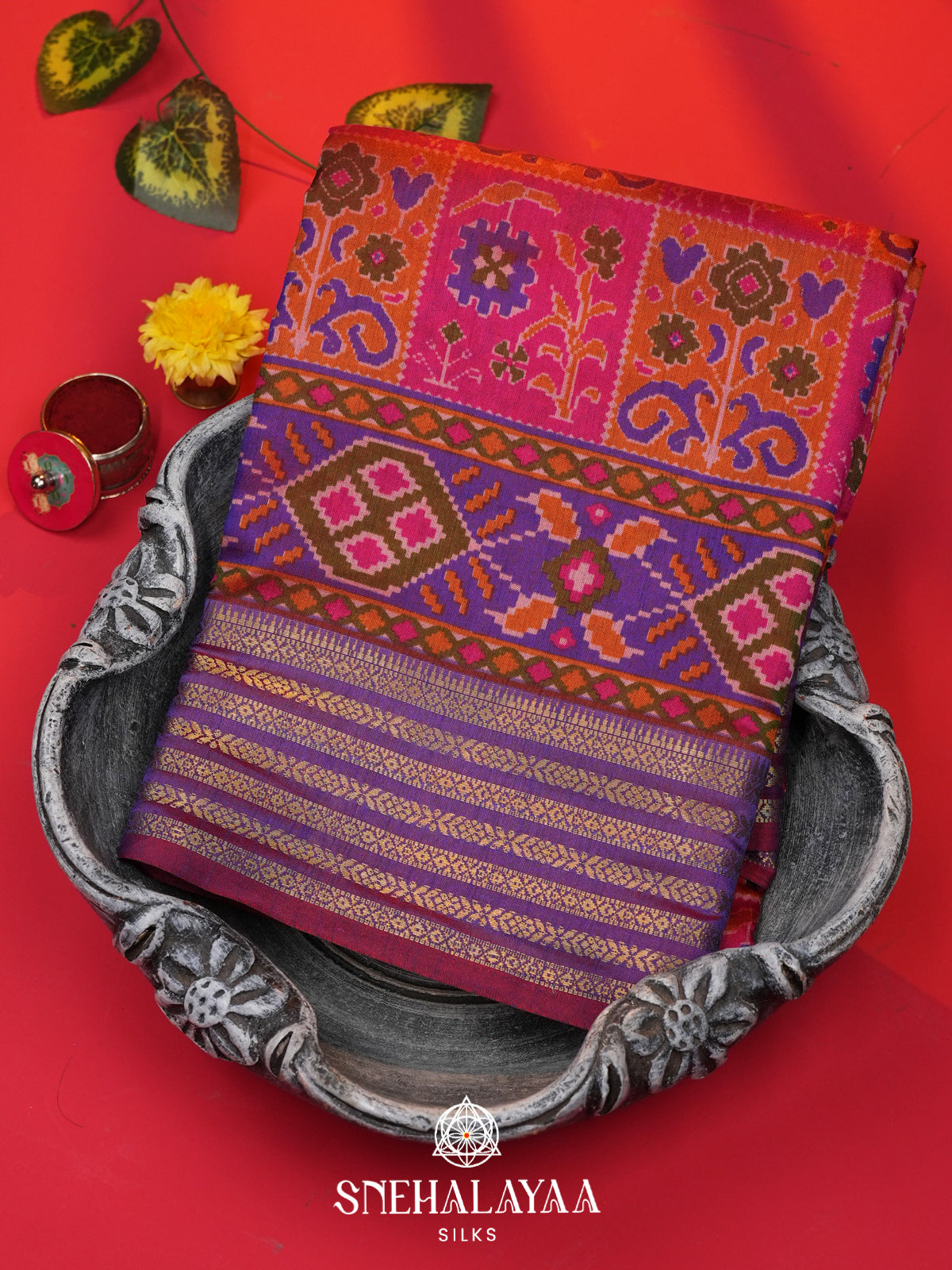Pink Ikkat Saree