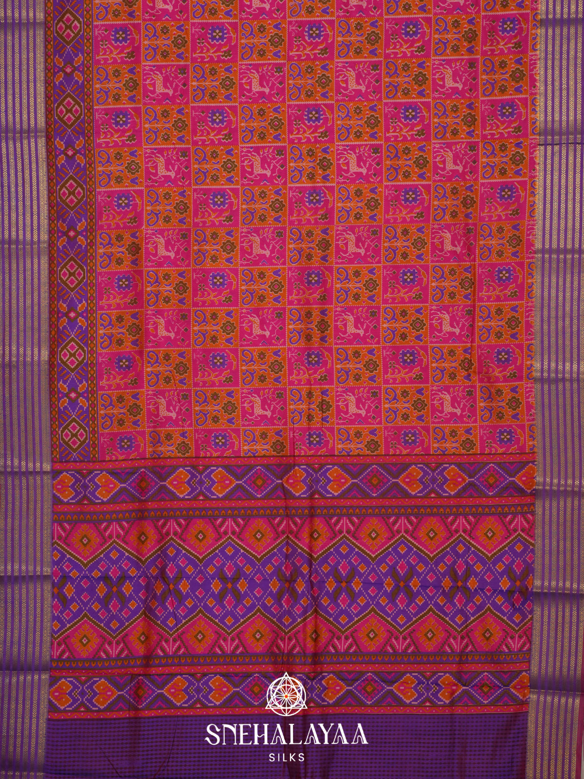 Pink Ikkat Saree