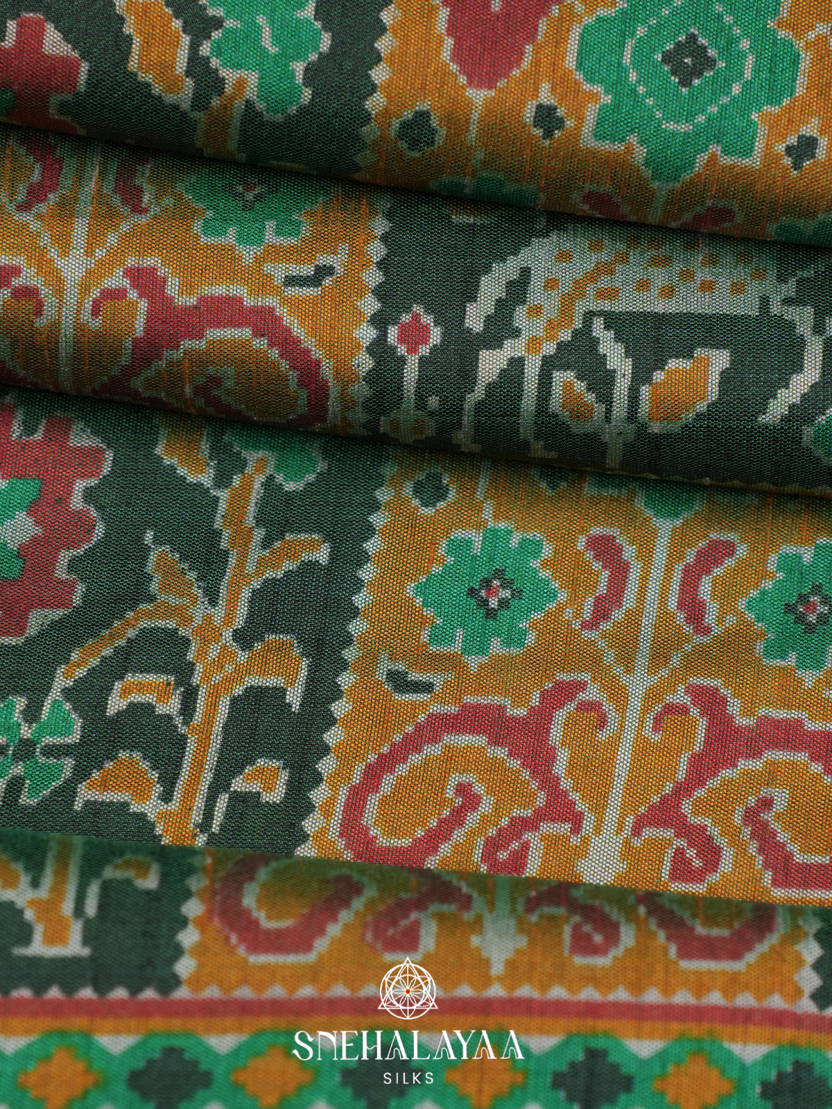 Forest Green Ikkat Saree