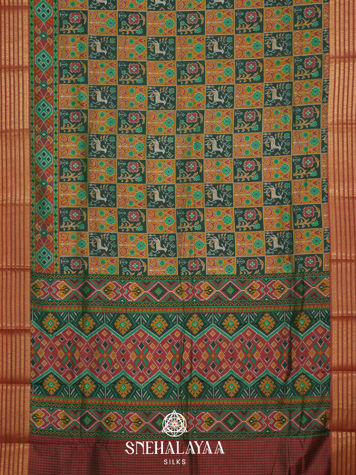 Forest Green Ikkat Saree