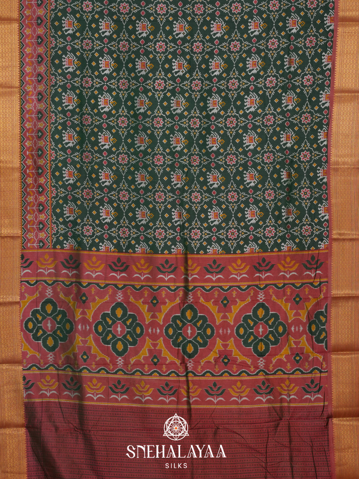 Forest Green Ikkat Saree