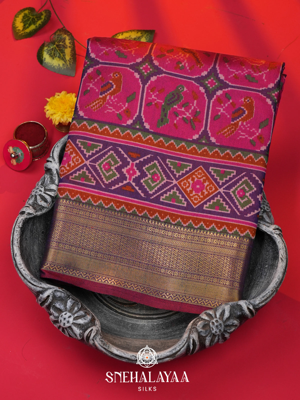 Pink Ikkat Saree