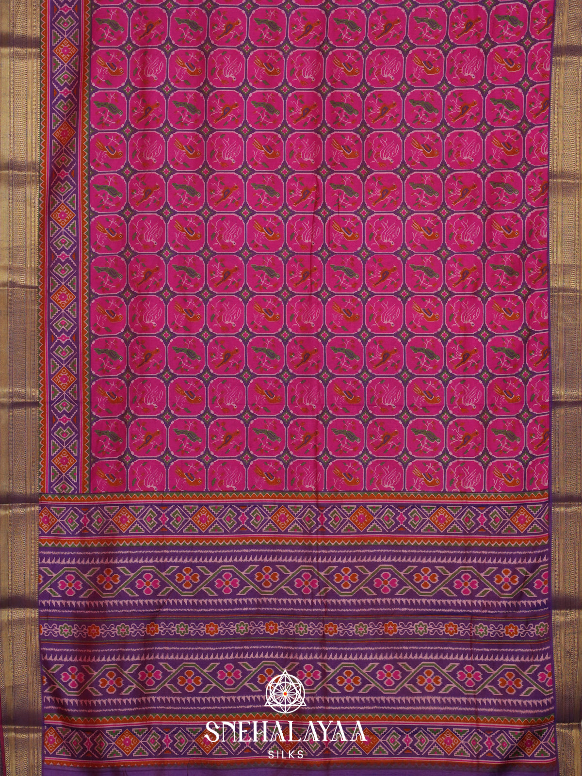 Pink Ikkat Saree