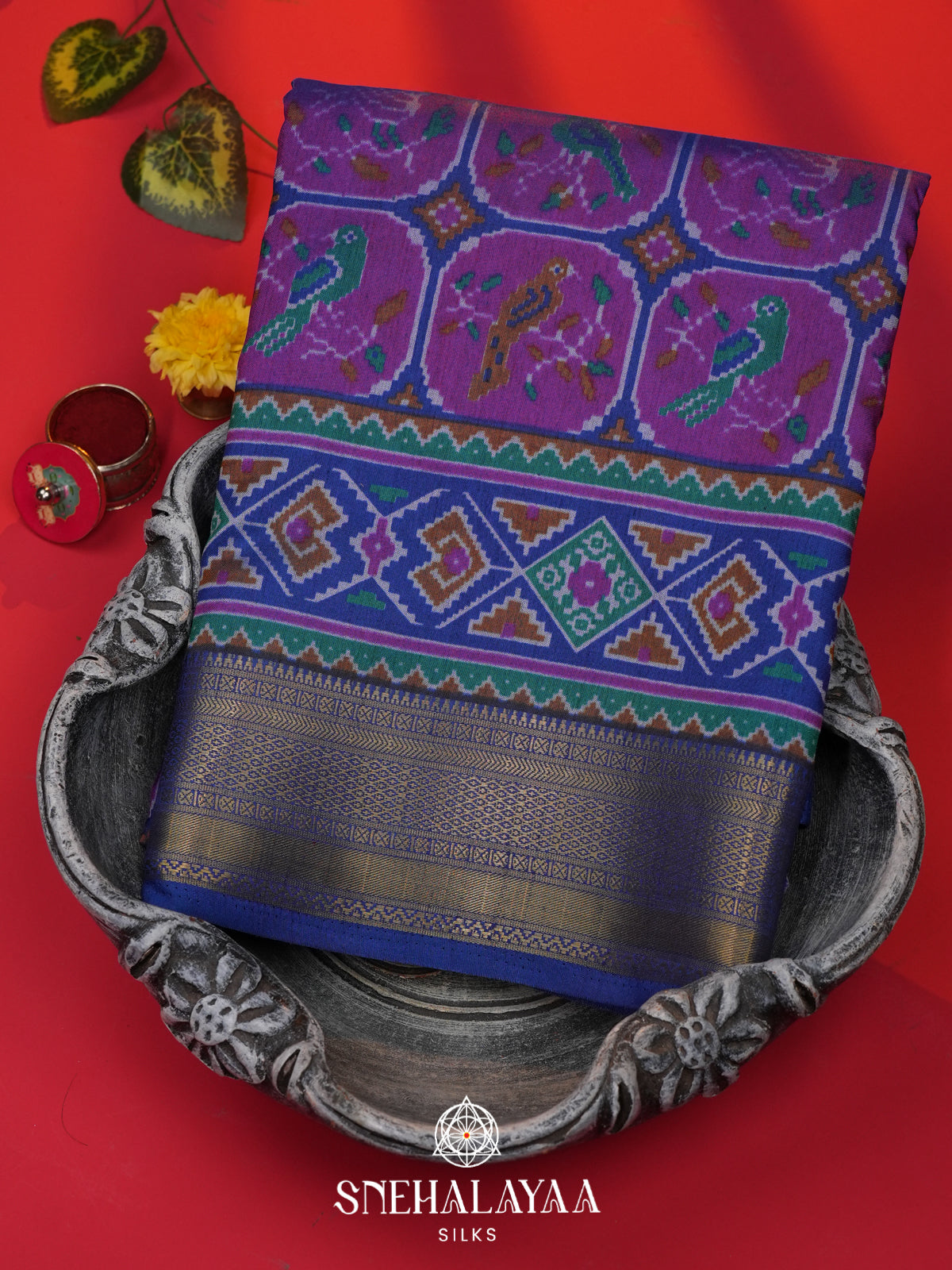Purple Ikkat Saree