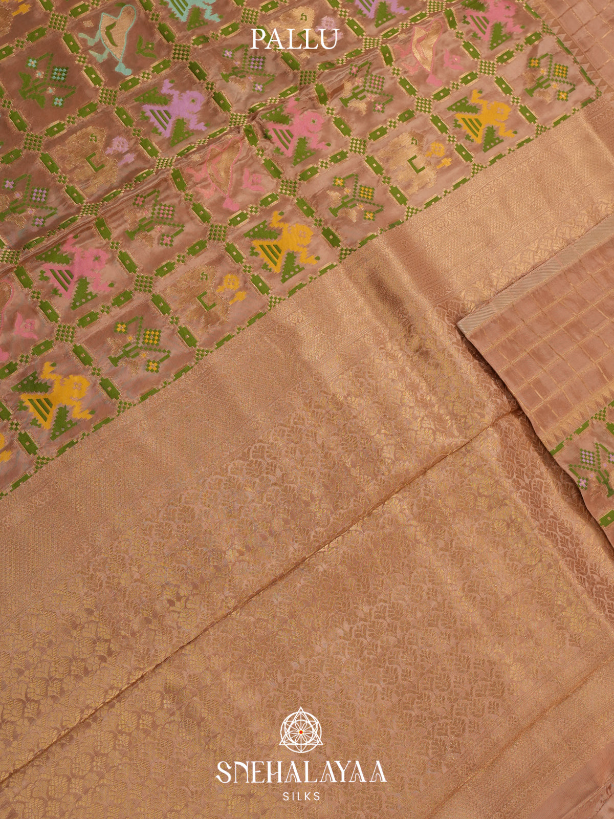 Brown Semi Pochampally Saree With multicolour Traditional Ikkat Weave