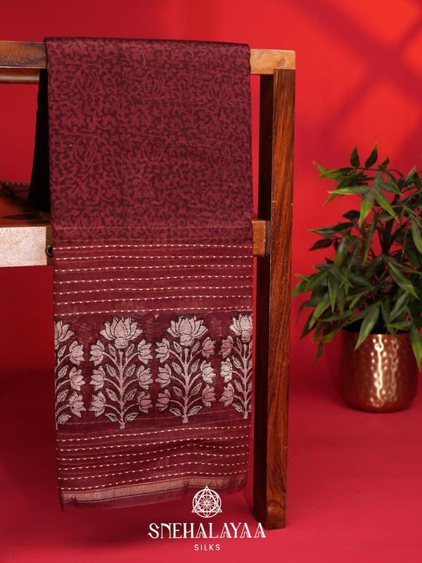 Maroon Chanderi Saree