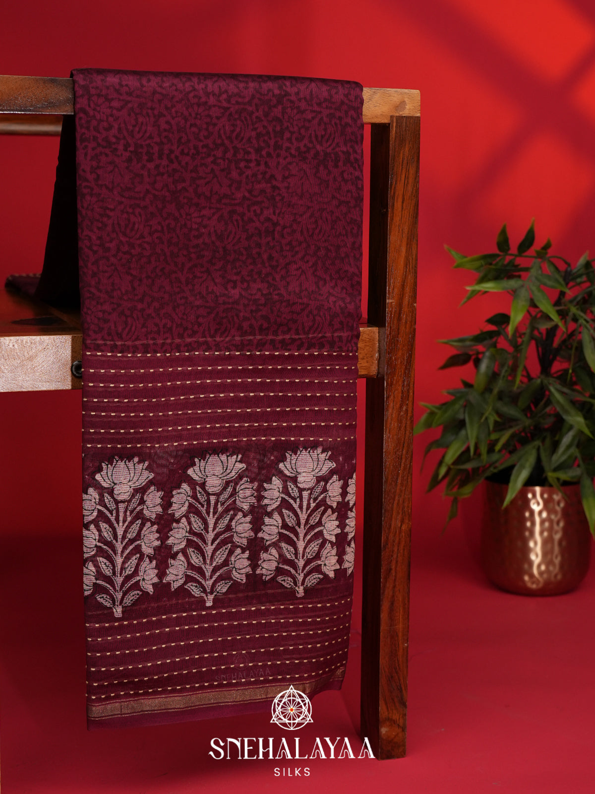 Maroon Chanderi Saree