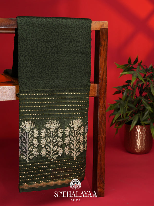 Forest Green Chanderi Saree