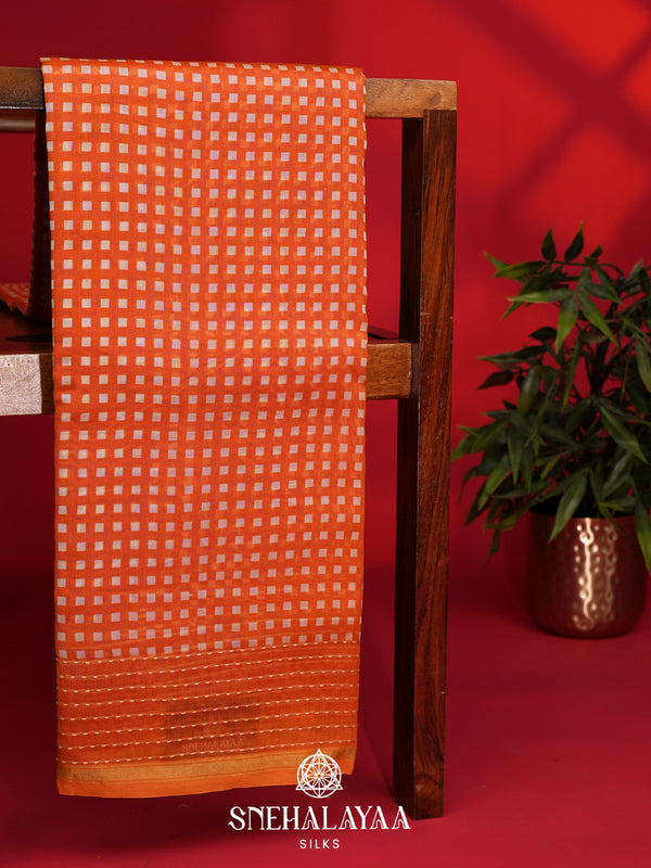 Orange Chanderi Saree