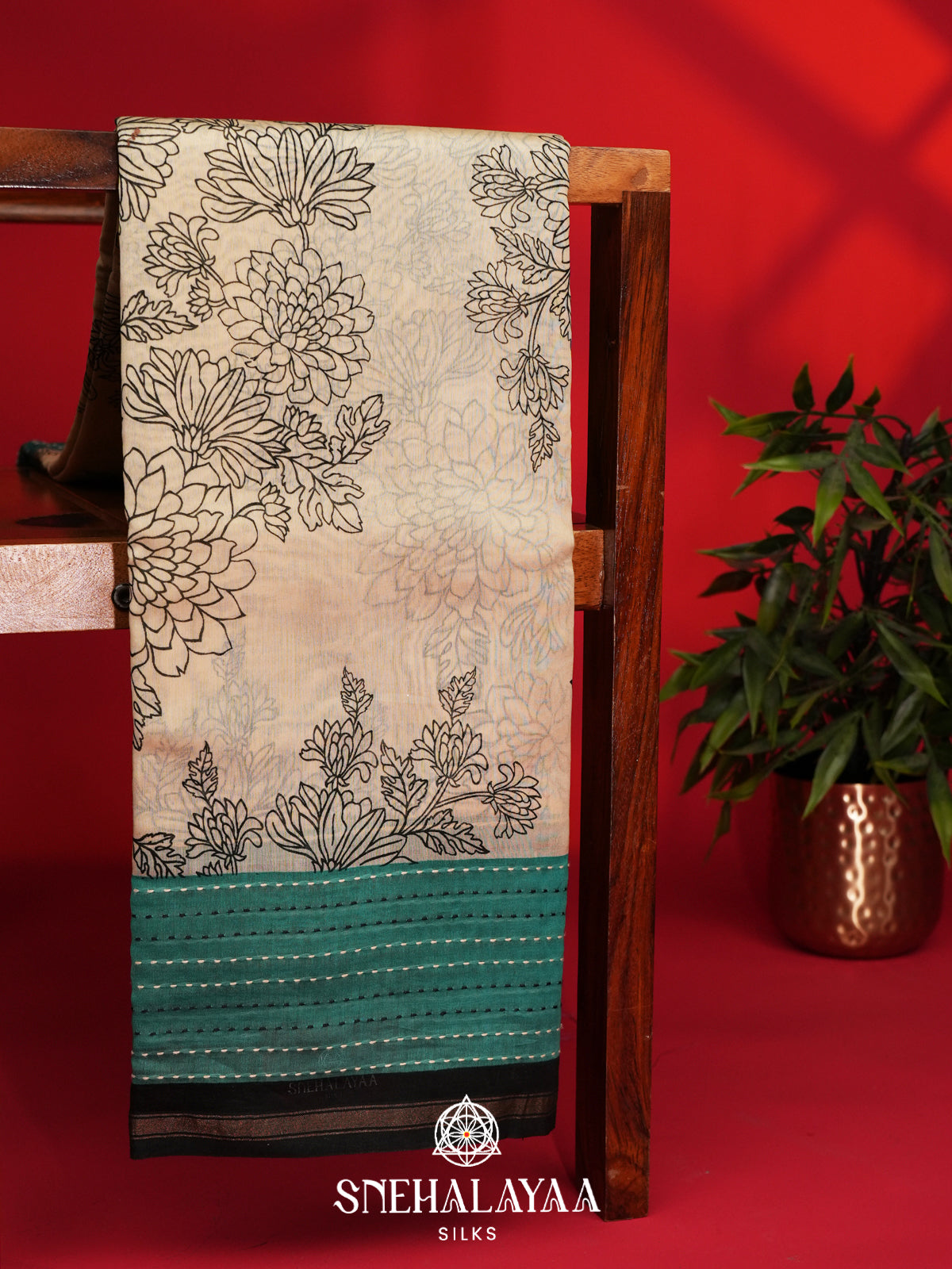 Cream Chanderi Saree